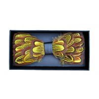 Dřevěný motýlek - Elegantní s peřím design 3