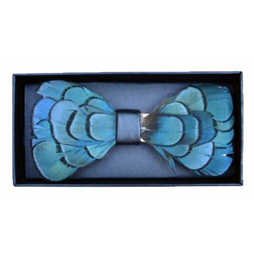 Foto - Elegantní koženkový motýlek - S designem peří