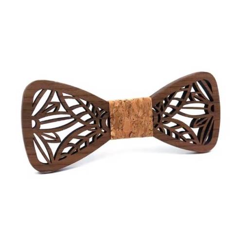 Foto - Dřevěný motýlek - Květiny s korkovým středem