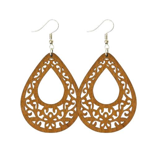 Foto - Dřevěné náušnice - Dřevěná krajka