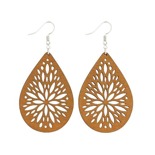 Foto - Dřevěné náušnice - Květinové kapky