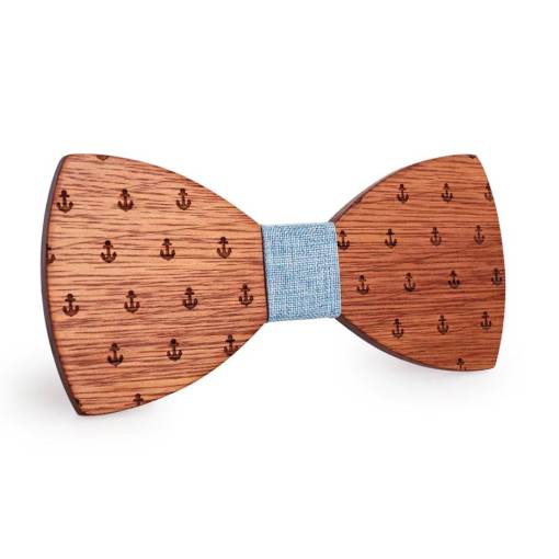 Foto - Dřevěný motýlek - Kotvy, modrý střed