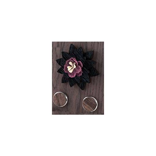 Foto - Set manžetových knoflíčků a brože - Brož tmavá hvězda, tmavě růžový střed